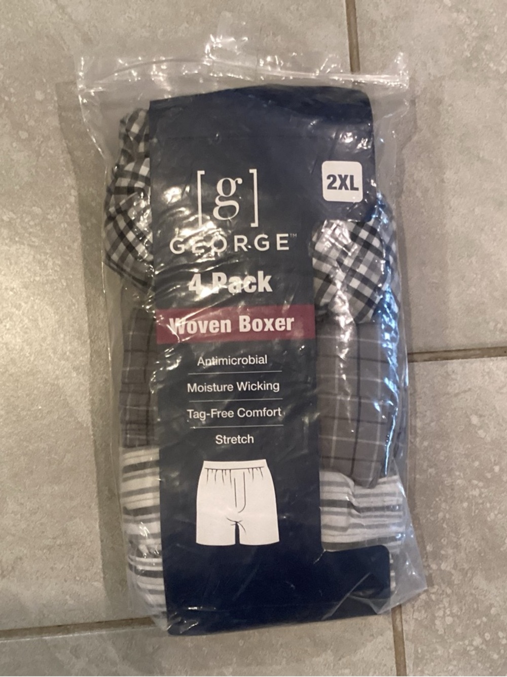 George 3-Pack Woven Boxers - Navy & Gray Plaid